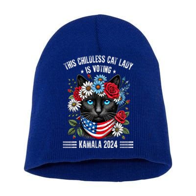 This Childless Cat Lady Ladies Is Voting Kamala 2024 Short Acrylic Beanie