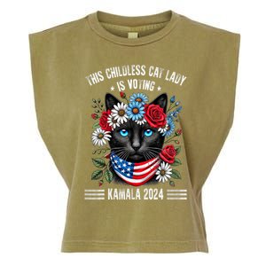 This Childless Cat Lady Ladies Is Voting Kamala 2024 Garment-Dyed Women's Muscle Tee