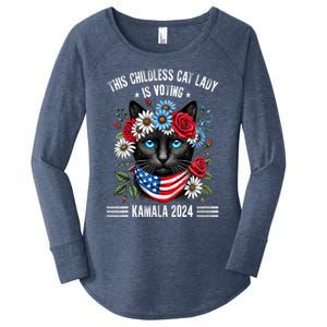 This Childless Cat Lady Ladies Is Voting Kamala 2024 Women's Perfect Tri Tunic Long Sleeve Shirt