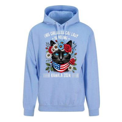 This Childless Cat Lady Ladies Is Voting Kamala 2024 Unisex Surf Hoodie