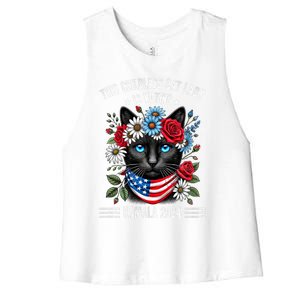 This Childless Cat Lady Ladies Is Voting Kamala 2024 Women's Racerback Cropped Tank