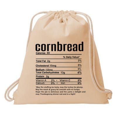 Thanksgiving Christmas Cornbread Nutritional Facts Drawstring Bag