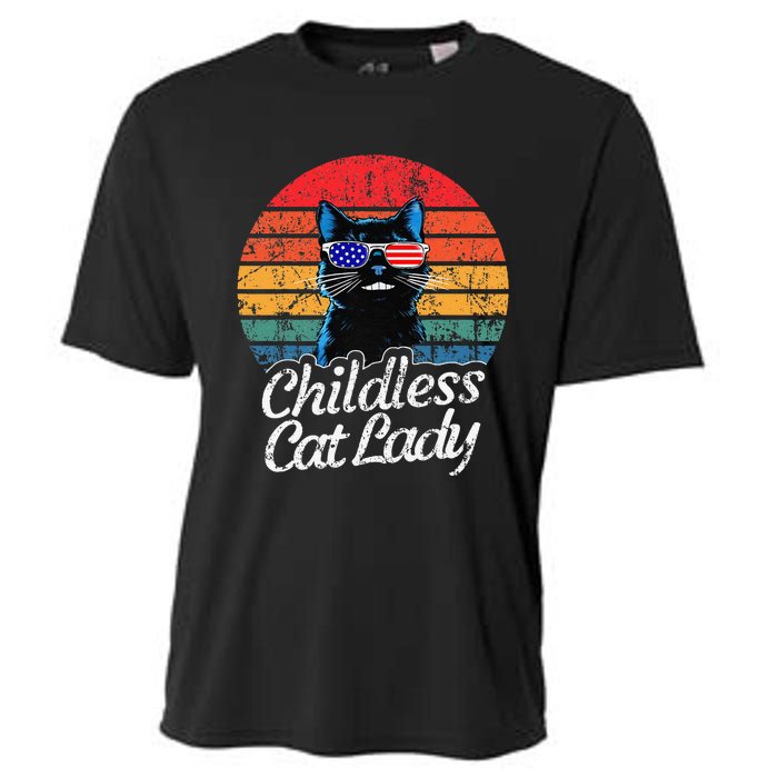 This Childless Cat Lady Is Voting Kamalaharris 2024 Retro Gift Cooling Performance Crew T-Shirt