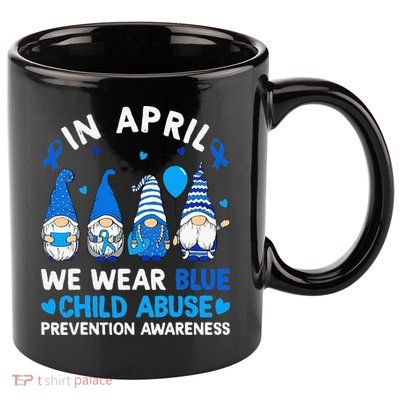 Teachers Cute Child Abuse Prevention Awareness Blue 11oz C Handle Ceramic Mug