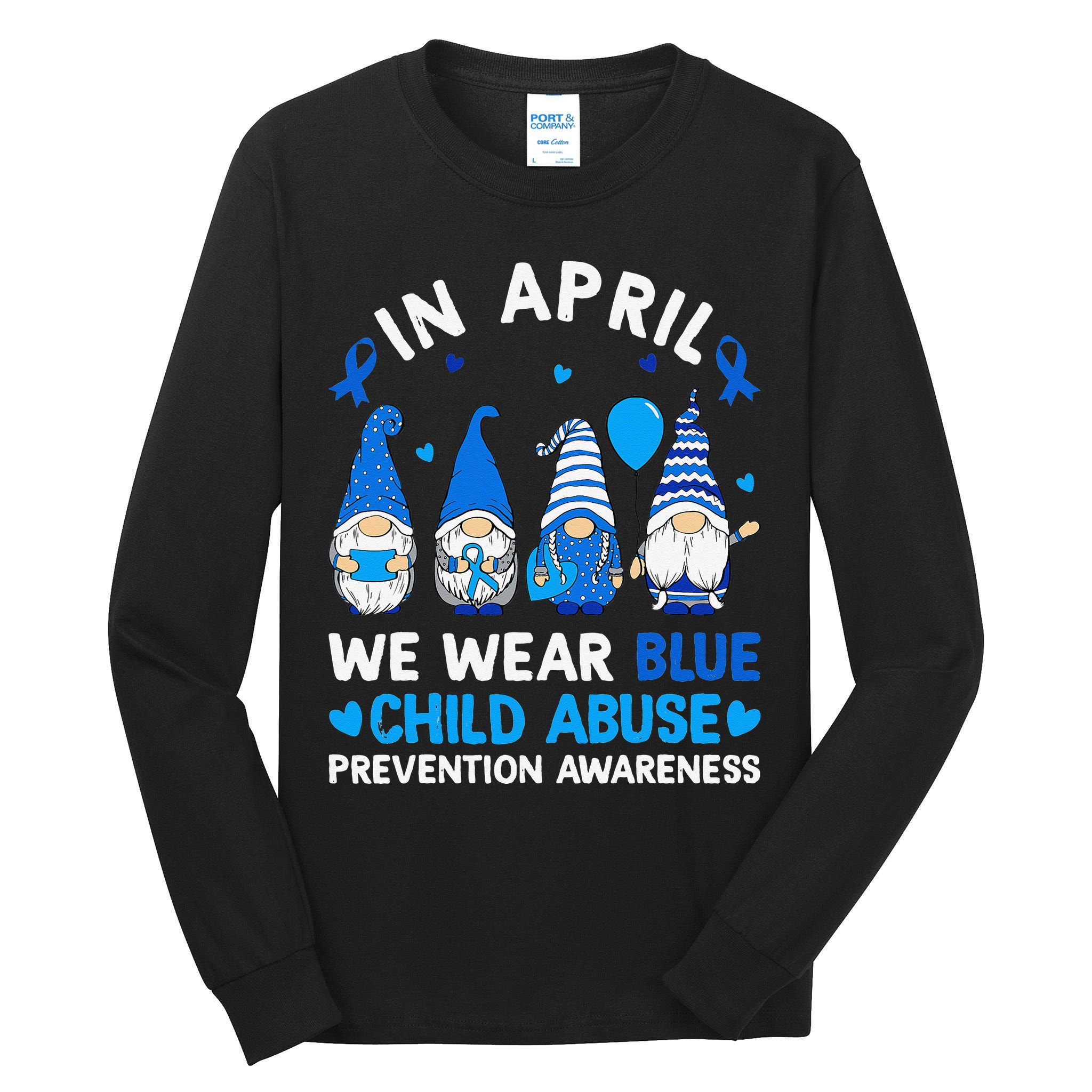 Teachers Cute Child Abuse Prevention Awareness Blue Tall Long Sleeve T-Shirt