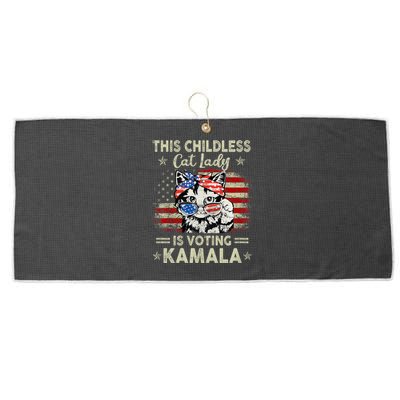 This Childless Cat Lady Is Voting Kamala Harris 2024 Large Microfiber Waffle Golf Towel