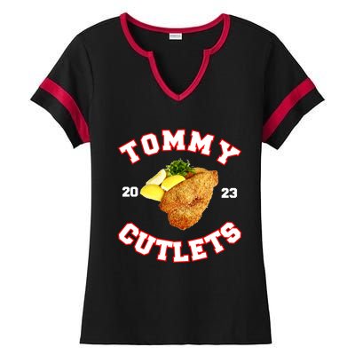 Tommy Cutlets Chicken Cutlets New York Fun Football Fan Ladies Halftime Notch Neck Tee