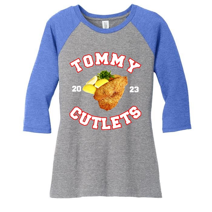 Tommy Cutlets Chicken Cutlets New York Fun Football Fan Women's Tri-Blend 3/4-Sleeve Raglan Shirt