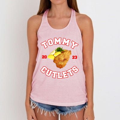 Tommy Cutlets Chicken Cutlets New York Fun Football Fan Women's Knotted Racerback Tank