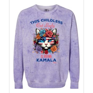 This Childless Cat Lady Ladies Is Voting For Kamala Harris Colorblast Crewneck Sweatshirt