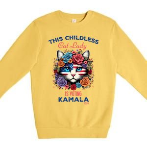 This Childless Cat Lady Ladies Is Voting For Kamala Harris Premium Crewneck Sweatshirt