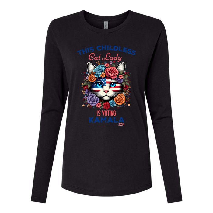 This Childless Cat Lady Ladies Is Voting For Kamala Harris Womens Cotton Relaxed Long Sleeve T-Shirt