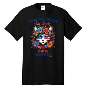 This Childless Cat Lady Ladies Is Voting For Kamala Harris Tall T-Shirt