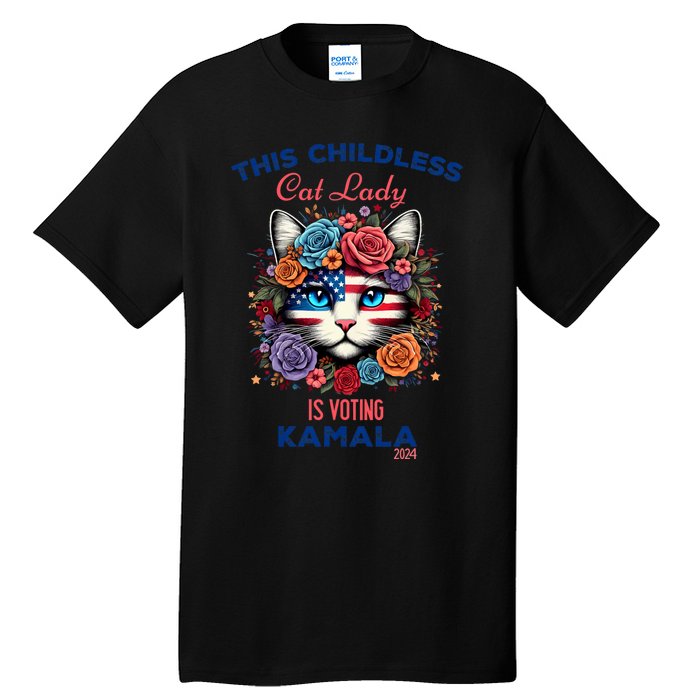 This Childless Cat Lady Ladies Is Voting For Kamala Harris Tall T-Shirt