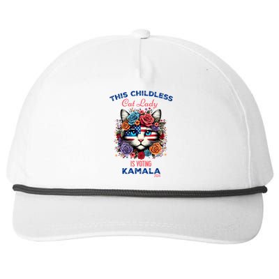 This Childless Cat Lady Ladies Is Voting For Kamala Harris Snapback Five-Panel Rope Hat