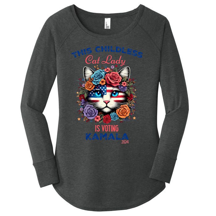 This Childless Cat Lady Ladies Is Voting For Kamala Harris Women's Perfect Tri Tunic Long Sleeve Shirt