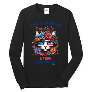 This Childless Cat Lady Ladies Is Voting For Kamala Harris Tall Long Sleeve T-Shirt