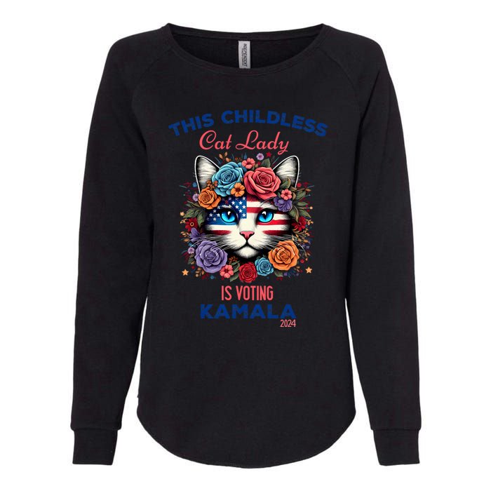 This Childless Cat Lady Ladies Is Voting For Kamala Harris Womens California Wash Sweatshirt