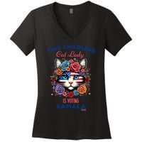 This Childless Cat Lady Ladies Is Voting For Kamala Harris Women's V-Neck T-Shirt