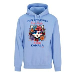 This Childless Cat Lady Ladies Is Voting For Kamala Harris Unisex Surf Hoodie