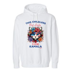 This Childless Cat Lady Ladies Is Voting For Kamala Harris Garment-Dyed Fleece Hoodie