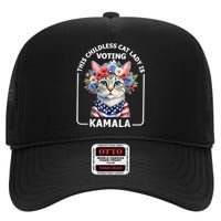 This Childless Cat Lady Ladies Is Voting Kamala Election 24 High Crown Mesh Back Trucker Hat