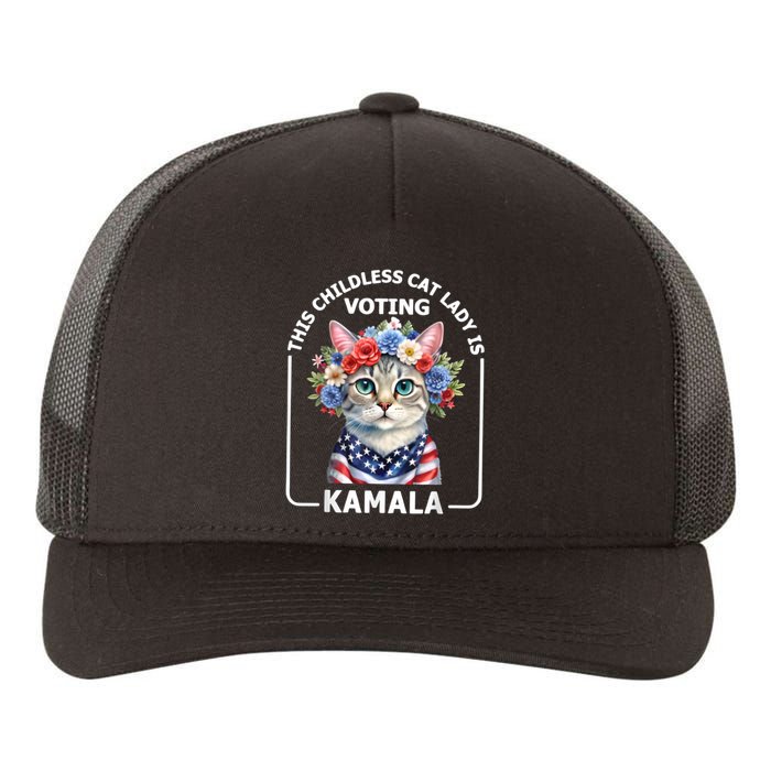 This Childless Cat Lady Ladies Is Voting Kamala Election 24 Yupoong Adult 5-Panel Trucker Hat