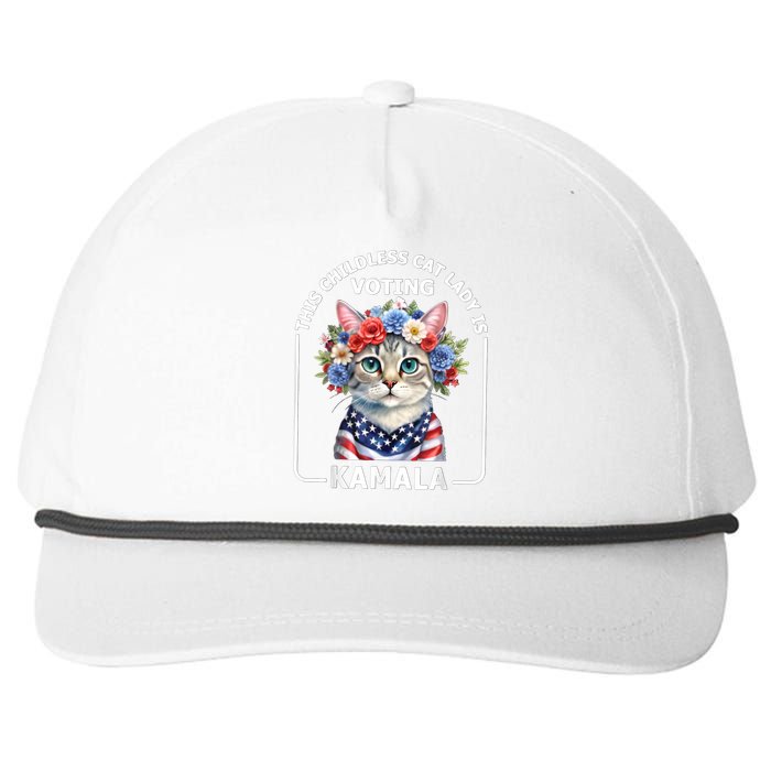 This Childless Cat Lady Ladies Is Voting Kamala Election 24 Snapback Five-Panel Rope Hat