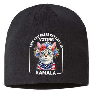 This Childless Cat Lady Ladies Is Voting Kamala Election 24 Sustainable Beanie