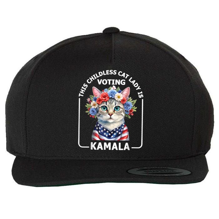 This Childless Cat Lady Ladies Is Voting Kamala Election 24 Wool Snapback Cap