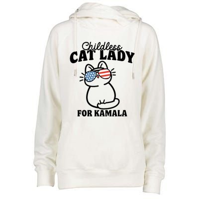 This Childless Cat Lady Is Voting Kamala Womens Funnel Neck Pullover Hood