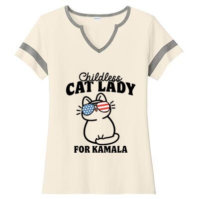 This Childless Cat Lady Is Voting Kamala Ladies Halftime Notch Neck Tee