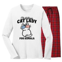 This Childless Cat Lady Is Voting Kamala Women's Long Sleeve Flannel Pajama Set 