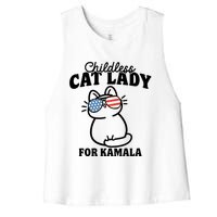 This Childless Cat Lady Is Voting Kamala Women's Racerback Cropped Tank