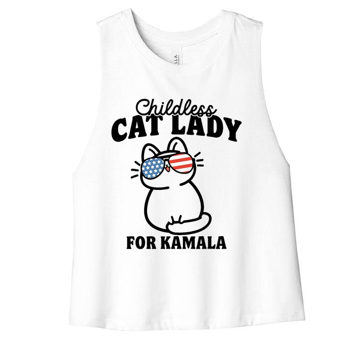 This Childless Cat Lady Is Voting Kamala Women's Racerback Cropped Tank