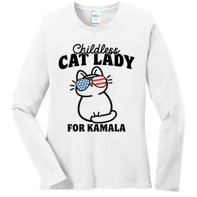 This Childless Cat Lady Is Voting Kamala Ladies Long Sleeve Shirt