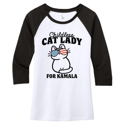 This Childless Cat Lady Is Voting Kamala Women's Tri-Blend 3/4-Sleeve Raglan Shirt