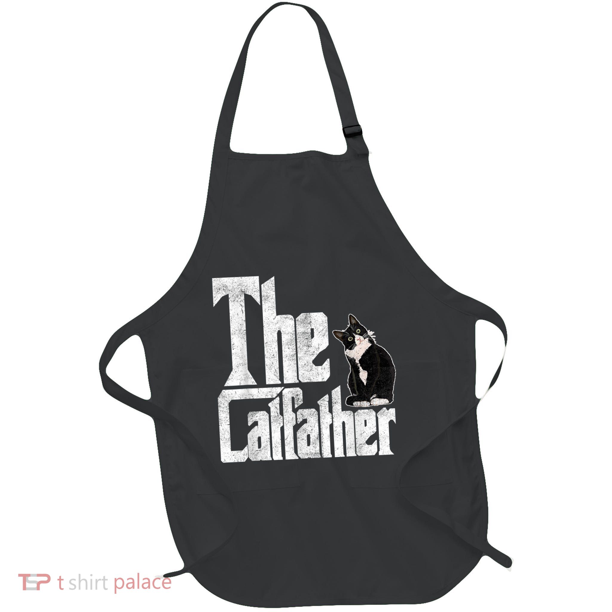 The Catfather Cat Father Mafia Whiskers Male Daddy Full-Length Apron With Pockets
