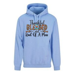 Trendy Christian Cool Gift Thankful Blessed And Kind Of A Mess Gift Unisex Surf Hoodie