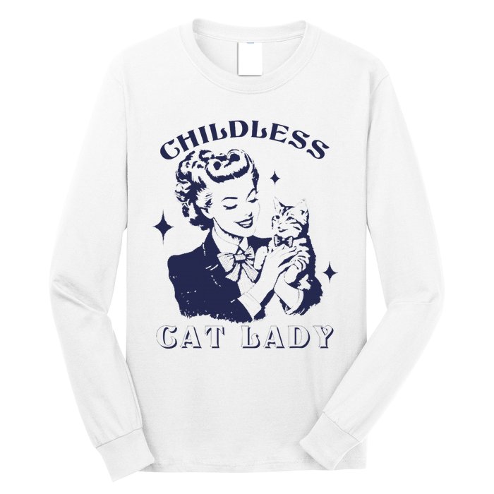 This Childless Cat Lady Ladies Is Voting Retro 2024 Usa Long Sleeve Shirt