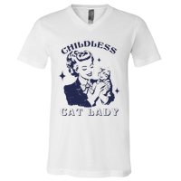 This Childless Cat Lady Ladies Is Voting Retro 2024 Usa V-Neck T-Shirt