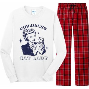 This Childless Cat Lady Ladies Is Voting Retro 2024 Usa Long Sleeve Pajama Set