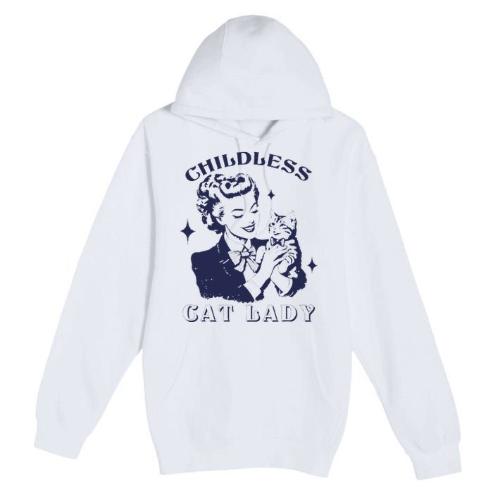 This Childless Cat Lady Ladies Is Voting Retro 2024 Usa Premium Pullover Hoodie