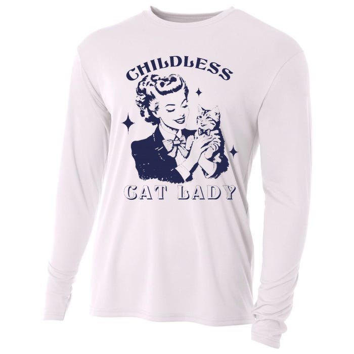 This Childless Cat Lady Ladies Is Voting Retro 2024 Usa Cooling Performance Long Sleeve Crew