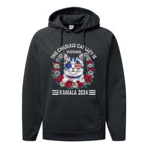 This Childless Cat Lady Is Voting Kamala Harris 2024 Performance Fleece Hoodie