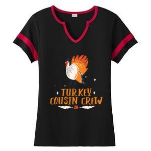 Turkey Cousin Crew Thanksgiving Family Member Cousins Funny Gift Ladies Halftime Notch Neck Tee