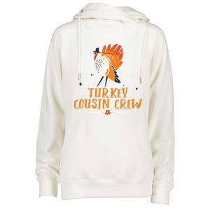 Turkey Cousin Crew Thanksgiving Family Member Cousins Funny Gift Womens Funnel Neck Pullover Hood