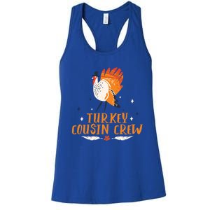 Turkey Cousin Crew Thanksgiving Family Member Cousins Funny Gift Women's Racerback Tank