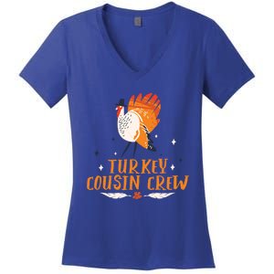 Turkey Cousin Crew Thanksgiving Family Member Cousins Funny Gift Women's V-Neck T-Shirt