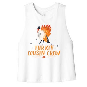 Turkey Cousin Crew Thanksgiving Family Member Cousins Funny Gift Women's Racerback Cropped Tank